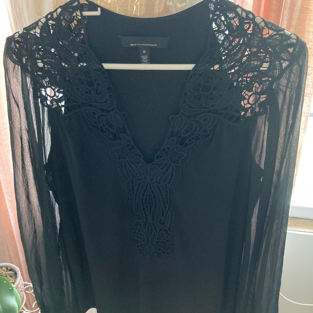 White House Black Market Black Lace Blouse
